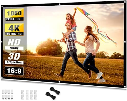 Projector Screen 84 inch, Taotique 4K Movie Projector Screen 16:9 HD Foldable and Portable Anti-Crease Indoor Outdoor Projection Double Sided Video Projector Screen for Home, Party, Office, Classroom