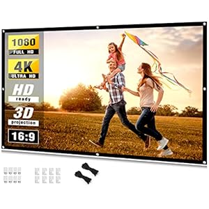 Taotique 4K Movie Projector Screen, 16:9 HD Foldable and Portable Anti-Crease Indoor Outdoor Projection Double Sided 84 inch Video Projector Screen for Home, Party, Office, Classroom