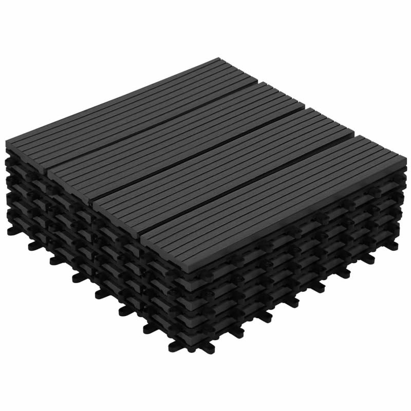 IDMarket WODHY - Lote de 5 losas de terraza con clip de madera compuesta negra