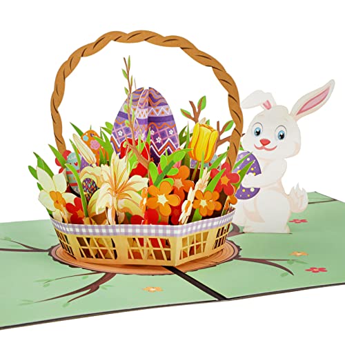 HOWAF Osterkarten Pop Up Karte Ostern, 3D Osterkarte Frohe Ostern Karte Osterhase Ostereier Oster Karten Osterpostkarten Karten Ostern Osterkarten mit Umschlag Geldgeschenk Ostern für Familie Freunde