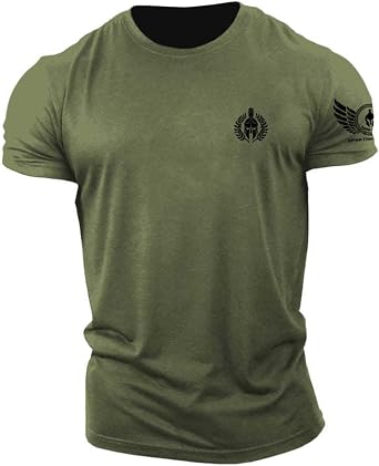 ReedCA Spartan Olive Branch - Muscle Athletic Workout Tee Top Gym Bodybuilding Shirts Fitness