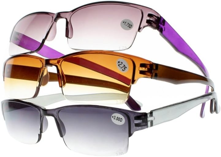 Men Women Half Rim UV Protection Tinted Lens Anti Reflective Sun Reading Glasses Sunglasses