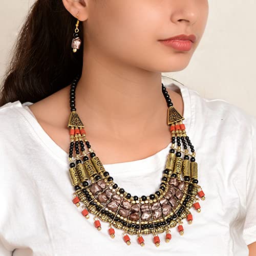Zephyrr Tibetan Necklace And Earrings Set For Women Statement Choker Ethnic Junk Handmade Mosaic Jewelry For Girls #TOP1
