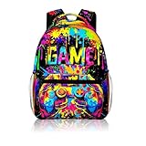 Gamer Backpack with Zipped Pockets Adjustable Straps, Gaming Rucksack for Teen Boys, Waterproof School Backpacks, Multifunctional School Bag for Travel Camping Sports Gamer Gifts for Teenage and Men