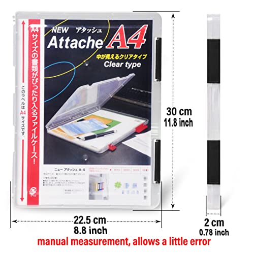 Marte Vanci Clear File Box With 2 Buckles Plastic Storage Box For A4 Paper, Portable Project Case For Documents, Magazines Paper Protector Black #TOP1