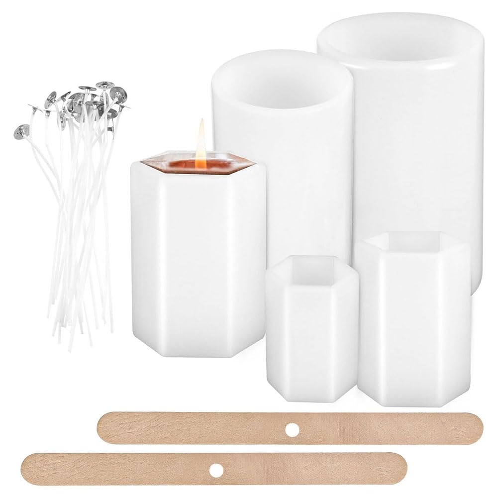 Lwaviwer Silicone Candle Mold, Pillar Candle Mold for Candle Making, DIY Candle Making Mold