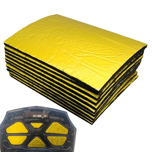 Insonorizzazione per auto,Assorbente acustico per auto, Materiale fonoassorbente per auto da 10 pezzi, Tappetino fonoassorbente automobilistico con supporto adesivo, tappetino isolante fonoassorbente
