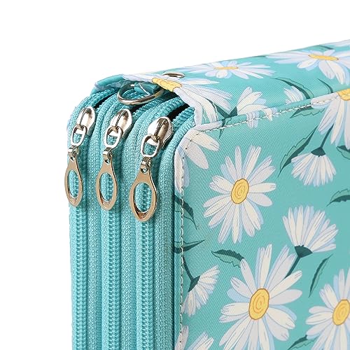 Image of Portable Colored 124 Slots Pencil case Organizer with Printing Pattern for Watercolor Pens or Markers, Pencil Case Organizer for Artist