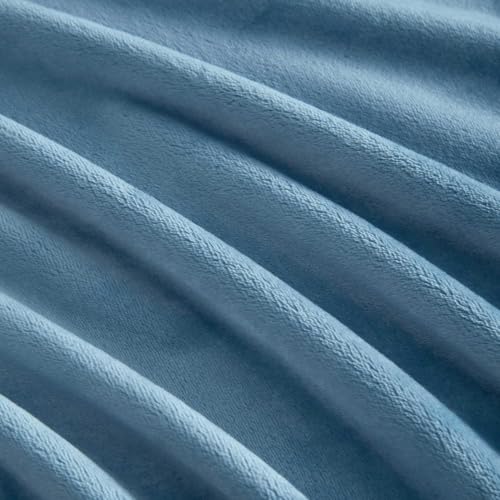 Image of Martha Stewart - Twin Size Blanket, Ultra-Soft Plush Fleece Throw Blanket with Double-Needle Stitching, 350 GSM, Medium Weight Bedding for Bed or Couch (Bedford Solid Blue)