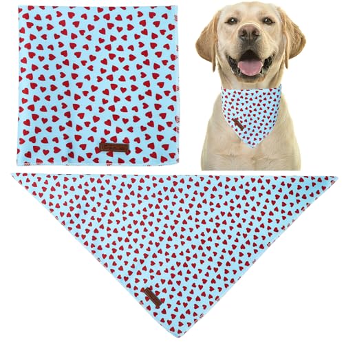 Image of Valentine's Dog Bandana, UP URARA PUP Soft Cotton Adjustable Pet Scarf for Small, Medium, and Large Dogs, Cute and Comfortable Dog Accessory,L