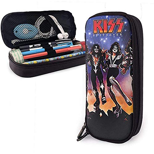 Preisvergleich Produktbild Kuss Band große Kapazität Leder Federmäppchen, Multifunktions-Aufbewahrungstasche Reißverschlusstasche Student Stationery Office Geschenk