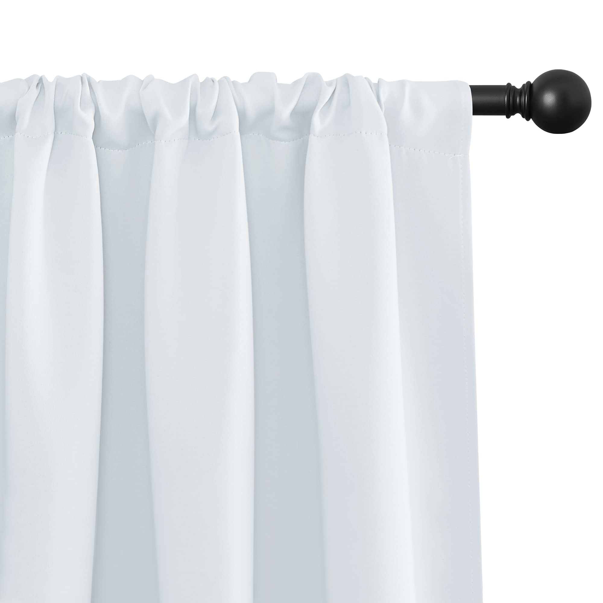 NICETOWN 2 Panels Blackout Curtains 42 x 45 in Greyish White with Single Curtain Rod 48-86 inch