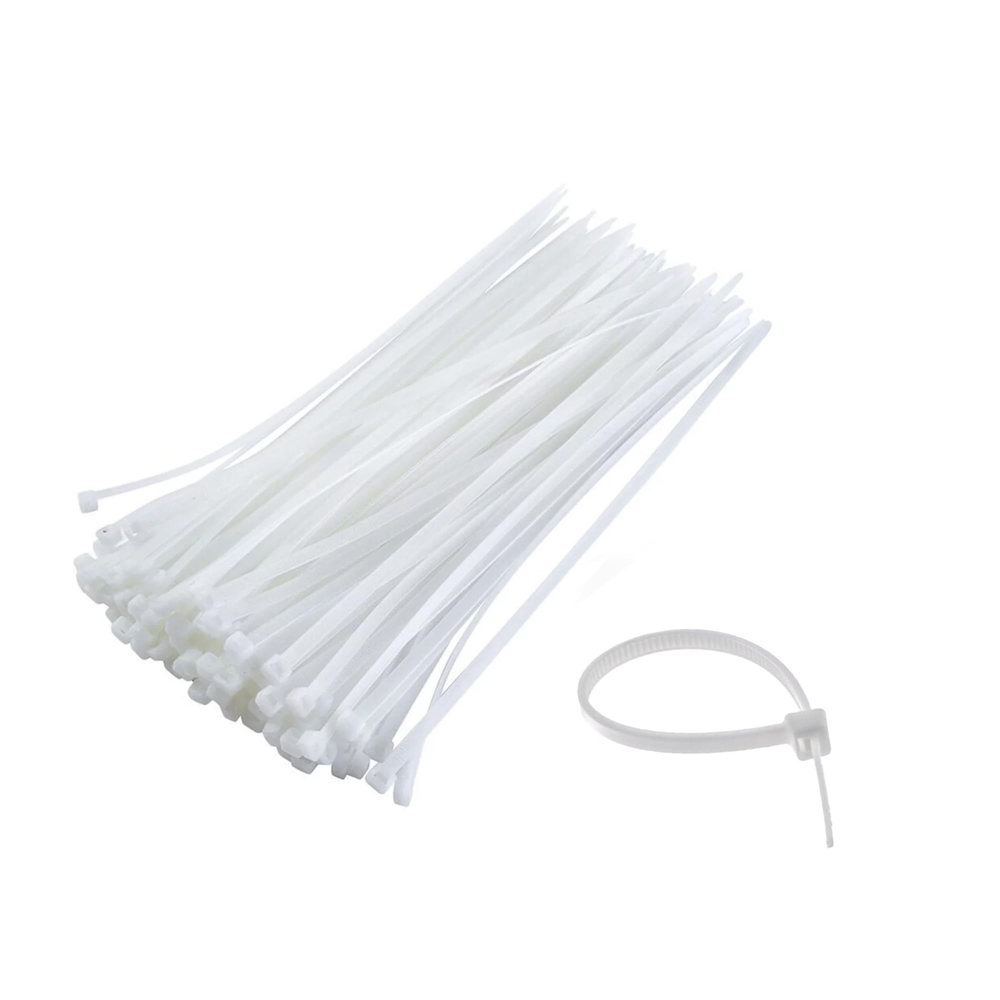 DC VOLTAGE White Pack of 100 Cable Ties 10mm x 1200mm Clear Nylon Zip Ties Secure Tensile Strength Multi-Purpose Plastic Tie Wraps Secure Self-Locking Mechanism for Home Garden Office and DIY