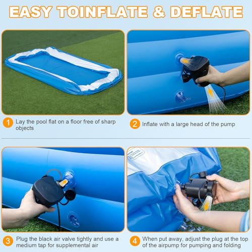 Image of Asunby Large Inflatable Pool for Adults, 120 inch X 72 inch X 22 inch Blow-up Pools Swimming Pool, 2025 Upgraded Extra Oversized Thickened Family Pools for Backyard (with Air Pump)