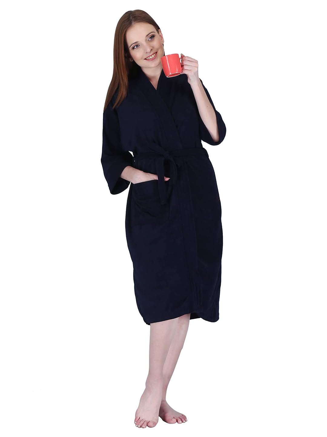 Kuber Industries Bathrobe for Women| Soft and Easy to Absorb & Dry| Unisex Bathrobe (NavyBlue)