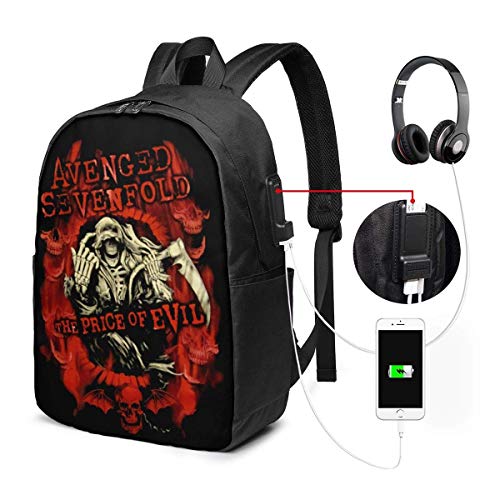 Avenged Sevenfold 17 Zoll Reiserucksack, Outdoor Laptop Rucksack für Männer Frauen mit USB Ladeanschluss, College