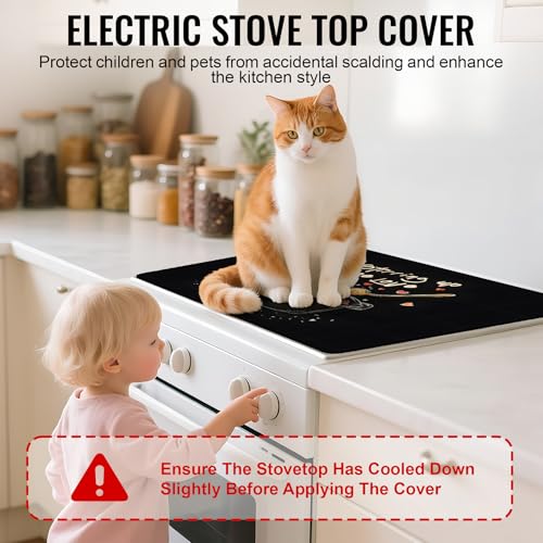 Image of Stove Top Cover for Electric Stove,Glass Stove Top Cover, Heat Resistant Glass Cooktop Cover, Stovetop Protector, Kitchen Decor, Dish Drying Mats Cover for Ceramic Washer Top 28.5x20.5 inch
