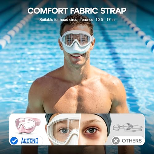 Aegend 2PCS Swim Goggles with Nose Cover,Adult Swimming Goggles with Fabric Strap,Wide View No Leaking Pool Goggles for Youth Adults - image 2