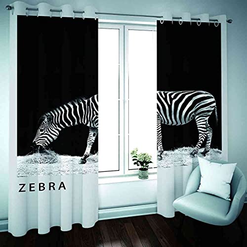 BFYRYL 3D Occultante Rideaux Zèbre Animal Noir et Blanc Isolant Thermique Rideau à Oeillets Isolant Bruits Tissu Lourd Décoration Cover