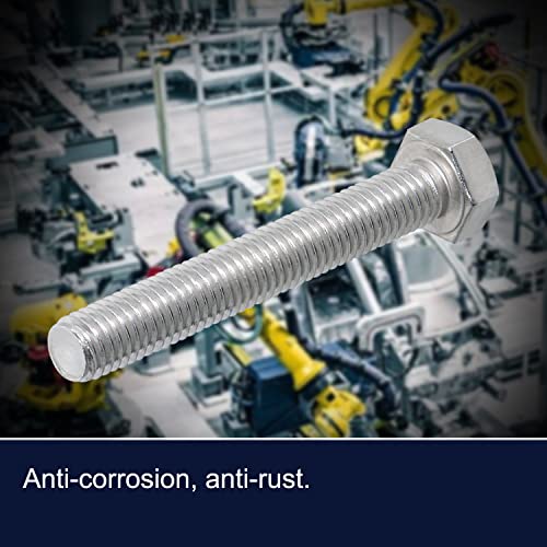 Image of M8 x 55mm Hex Head Bolts Screws Grade 6.8 Stainless Steel, Fasteners Fully Machine Threaded SUS304 10 Pcs