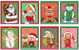Christmas Character Embellishments Card Making Craft Toppers Crafting x 8, Santa, Snowman, Angel, Reindeer, Puppy, Baby, Bear and Elf