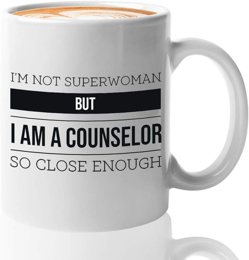 Counselor Coffee Mug 11oz - Funny Gifts for Guidance Counselors Mental The - Freud Freudian logy Mugs - School logist Psychiatrist Cup - I'm Not Superwoman but a Counselor