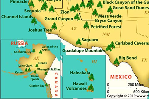 Amazon | 米国国立公園地図 - ラミネート(幅36インチ×高さ22.5インチ