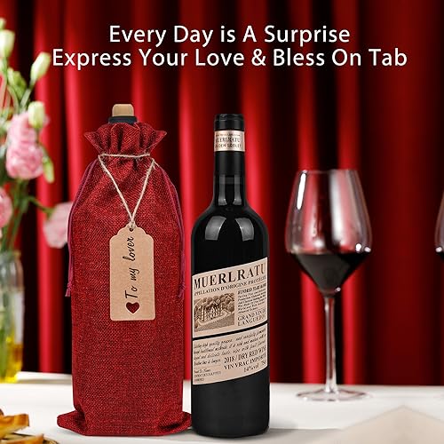 Image of Sailup Burlap Wine Bags 12 Pcs Wine Bottle Gift Bags With Drawstrings Tags & Ropes for Christmas Weddings Holiday Party, Birthdays, Travel, Blind Tastings, Reusable Home Storage 750ml
