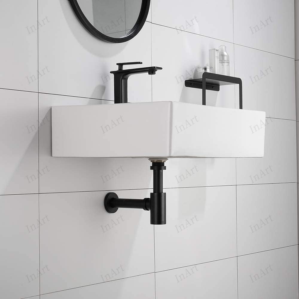 InArt® Heavy Duty Brass Bottle Trap for Wash Basin & Kitchen Sink | Matt Black Finish with 12 Inch Pipe & Wall Flange | Anti-Clog, Rust-Proof, Reusable, Easy Installation (Black Matt) 2