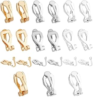 UNICRAFTALE 60pcs 3 Colors Brass Clip-on Earrings Metal Earring Findings Clip-on Earring Converter Components for Jewelry Making, 12mm Long