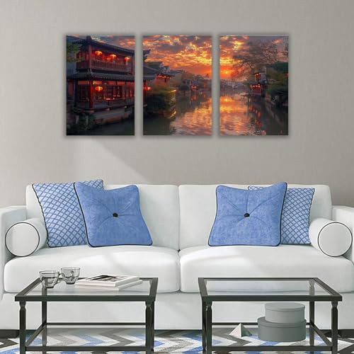 Tableau de plage triptyque beige pour réchauffer une deco de salon blanche