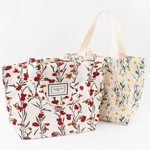 2 Bolsos Tote Pequeños para Mujer Mini Bolso de Lona Bordado miniatura 6