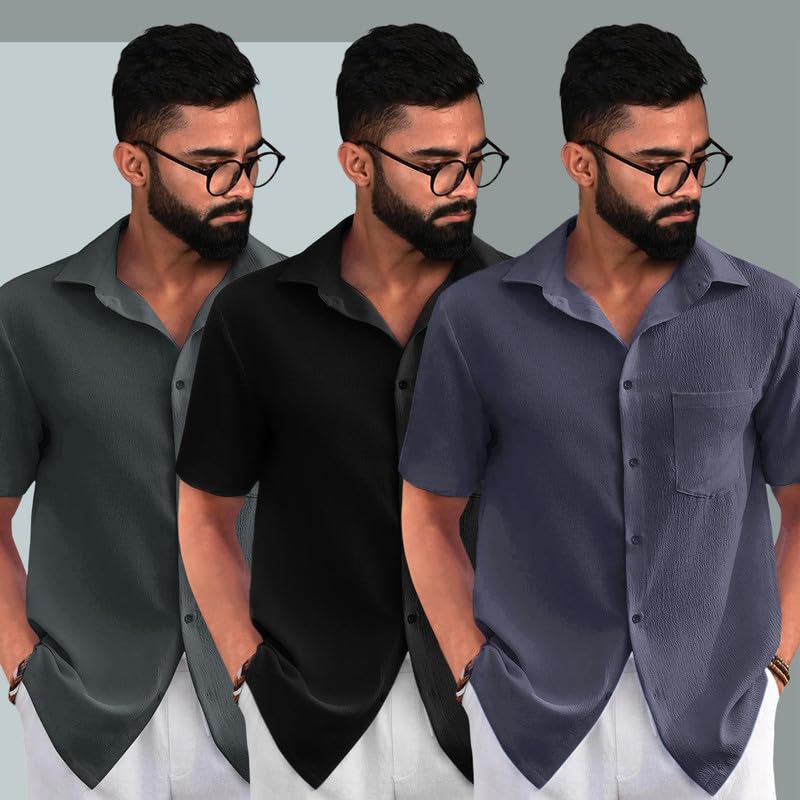 Image of Pinkmint Popcorn Regular Fit Half Sleeve Shirt for Men Combo Casual Shirt ll Sumeer Wear