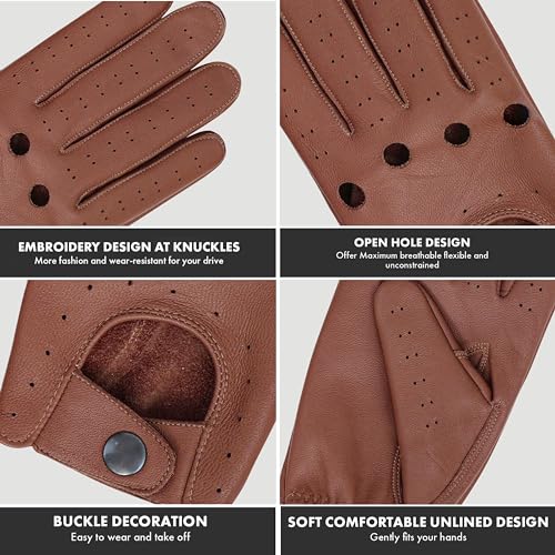 Image of M&H Since 1978 Driving Gloves for Men - Mens Leather Car Gloves