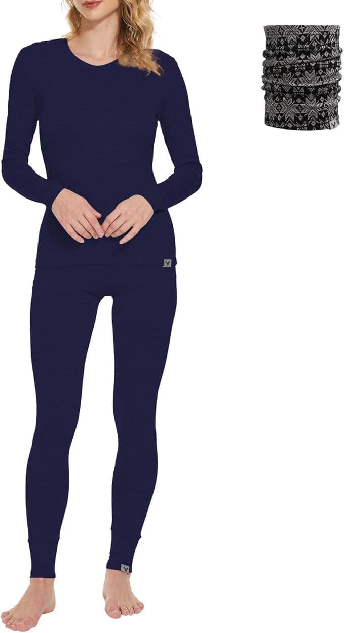 MERINNOVATION Size M Merino Wool Base Layer Set for Women Size Medium 100% Merino Wool Thermal Underwear Sets Lite Midweight Top, Bottom