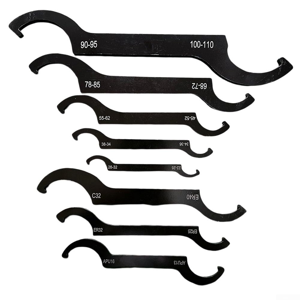 Set di chiavi a gancio a C per mandrini elettrici e dadi di bloccaggio, design regolabile a doppia estremità per Er25/Er32/Er40, acciaio 45#, 5/3/8 pezzi