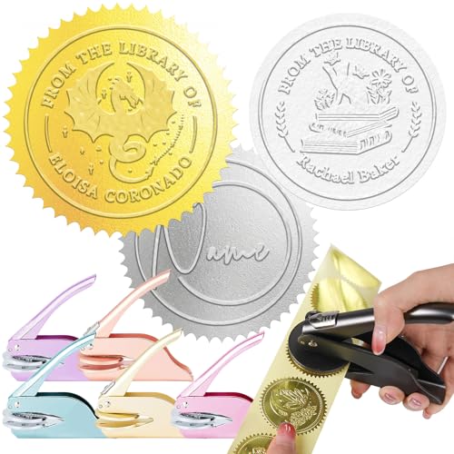 JJ GRADGOWN Book Stamp Embosser Personalised Book Embosser Personalised with Name Text Gifts for Readers Invitations Crafts Stationery & Gift Wrapping Libraries and Wedding