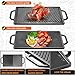 GGC Cast Iron Reversible Grill Griddle，Double Sided Grill Pan Perfect for Gas Grills and Stove Tops, 13 x 8.25 Rectangular Baking Flat and Ribbed Griddle Plate