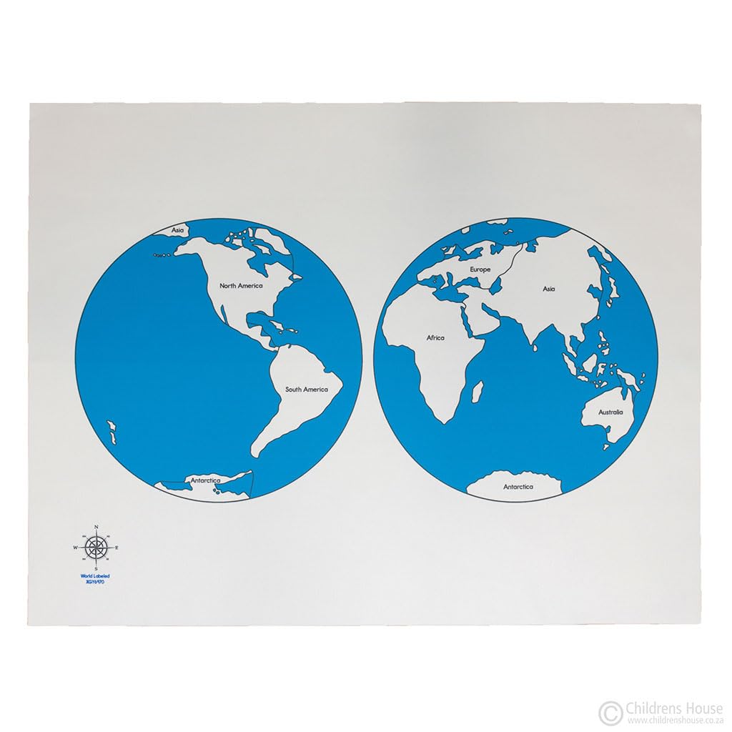 Kinderhuis- 8 Labeled Control maps SET Classroom Grade durable Geography Montessori Materials Casa Elementary Birch wood Africa, Australia, World, Europe, Asia, North America, South America, USA
