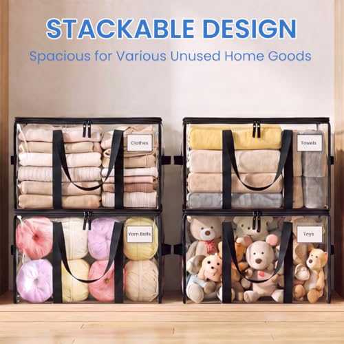 Image of BAGAIL Heavy Duty Moving Bags with Strong Handle, Extra Large Moving Boxes, Storage Tote for Clothes, College Moving Supplies(Clear, 6 Pack)