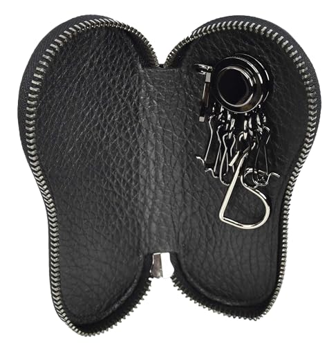 Étui portefeuille en cuir noir avec fermeture éclair pour la ville