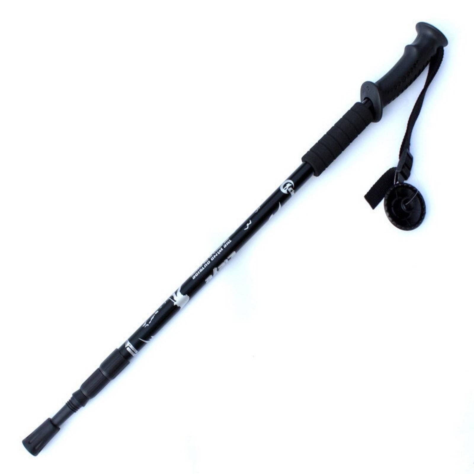 Cleye Aluminum Alloy Three-Section Shock Absorber T Handle Straight Handle Alpenstock Cane Walking Stick Outdoor Supplies