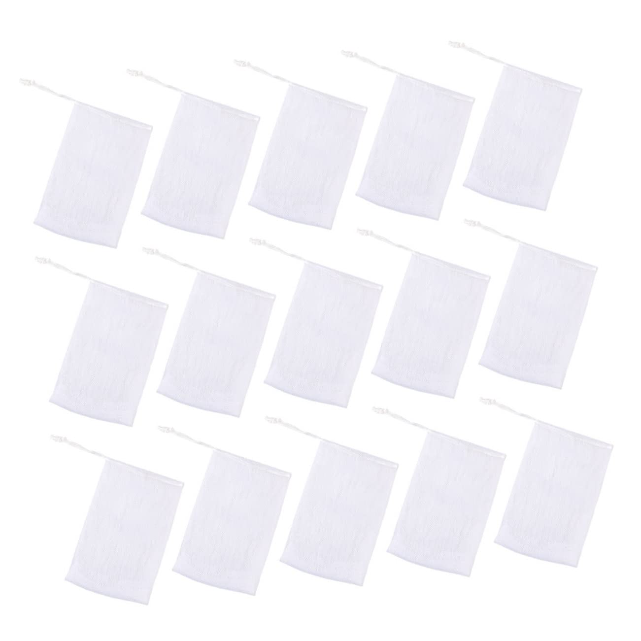 50 Pack White PE Foaming Net Soap Pouch for Face Cleansing