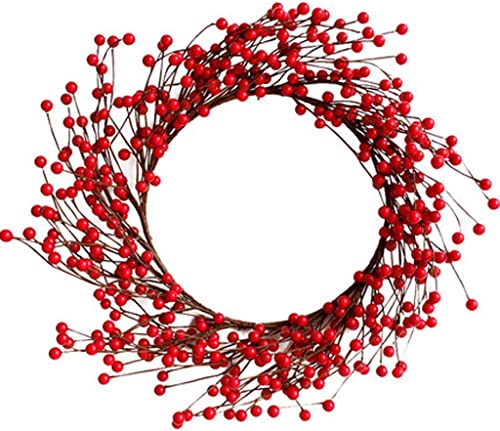 Couronne de Noël en rotin suspendre anneau fleurs porte simulation baies