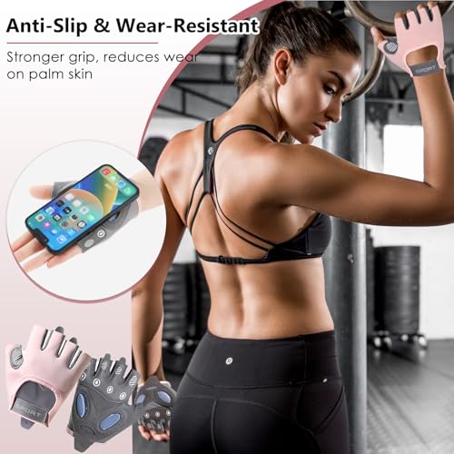 Image of TecoKart Gym Gloves Half Hand Gloves for Women Weight Lifting Gloves for Gym Workout Bike Gloves Gym Accessories for Women Liquid Silicone Anti-Slip and Wear-Resistant Hand Gloves for Women & Men