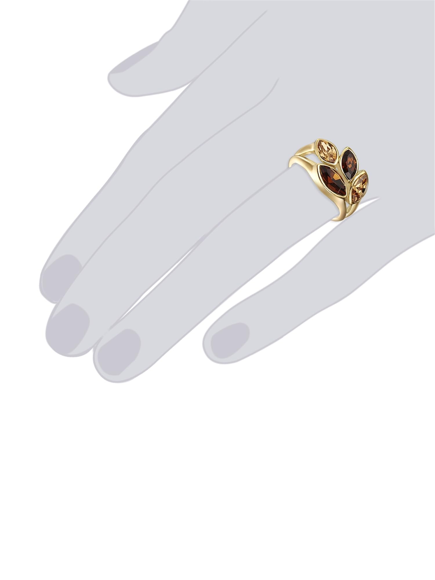 Lulu & Jane Damen Ring gelbvergoldetes Metall verziert mit Kristallen