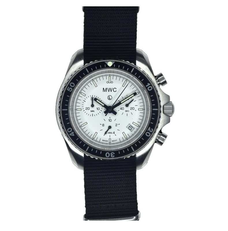 MWC Motif Chronographe Quartz Acier Noir Blanc Saphir Date Montre Homme