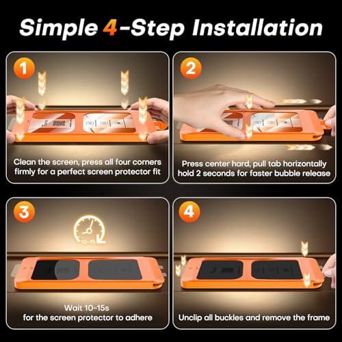 Image of TOCOL for iPhone 17 Screen Protector 6.3 inch 9H Hardness Military Grade Shatterproof HD Tempered Glass for Full Coverage Protection 2 Pack