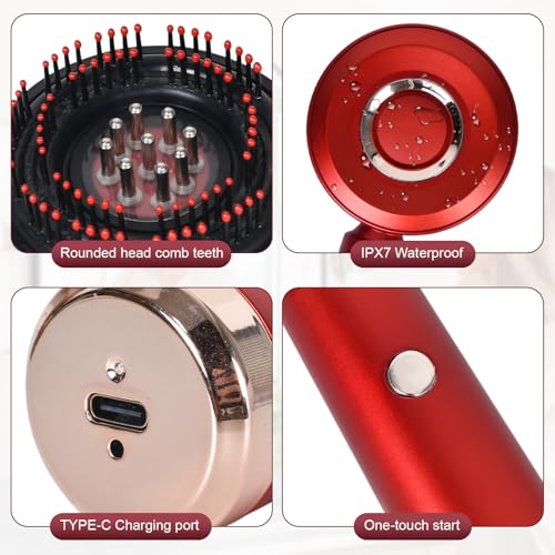 Colexy Kopfmassagegerät Elektrisch, 3-in-1 Kopfhaut Massagebürste mit Kopfmassage Bürste, Hair Oil Applicator, 3 Modi für Kopf Kopfhaut Massage, Haarpflege, SPA, Entspannung, 360° Haar Kopfhautpflege