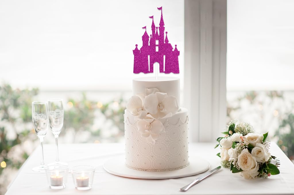 Castle Cake Topper For Princess Themed Birthday Party & Baby Shower - Glitter Decor, Ready-to-Use, Non-Edible 1 thumbnail image